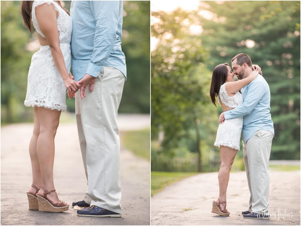 photo of white lace dress for engagement photos