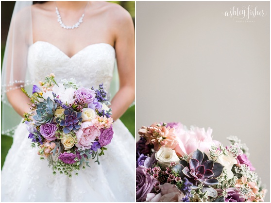 photo of purple and succulent bridal bouquet