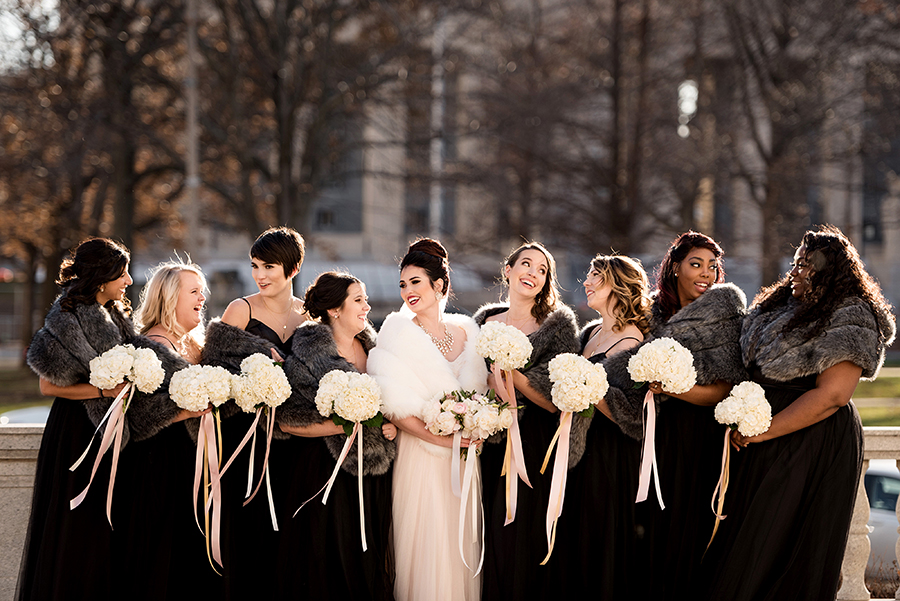 Bridesmaids Portraits at Central Library by Ashley Fisher Photography