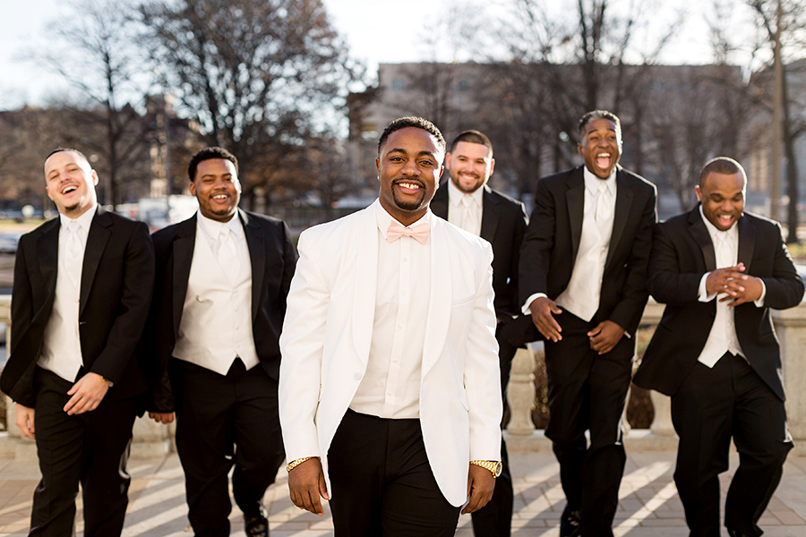 Groomsmen Portraits at Central Library by Ashley Fisher Photography