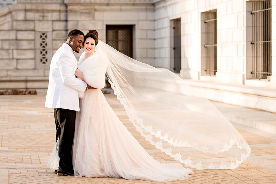Bride & Groom Portraits at Central Library by Ashley Fisher Photography
