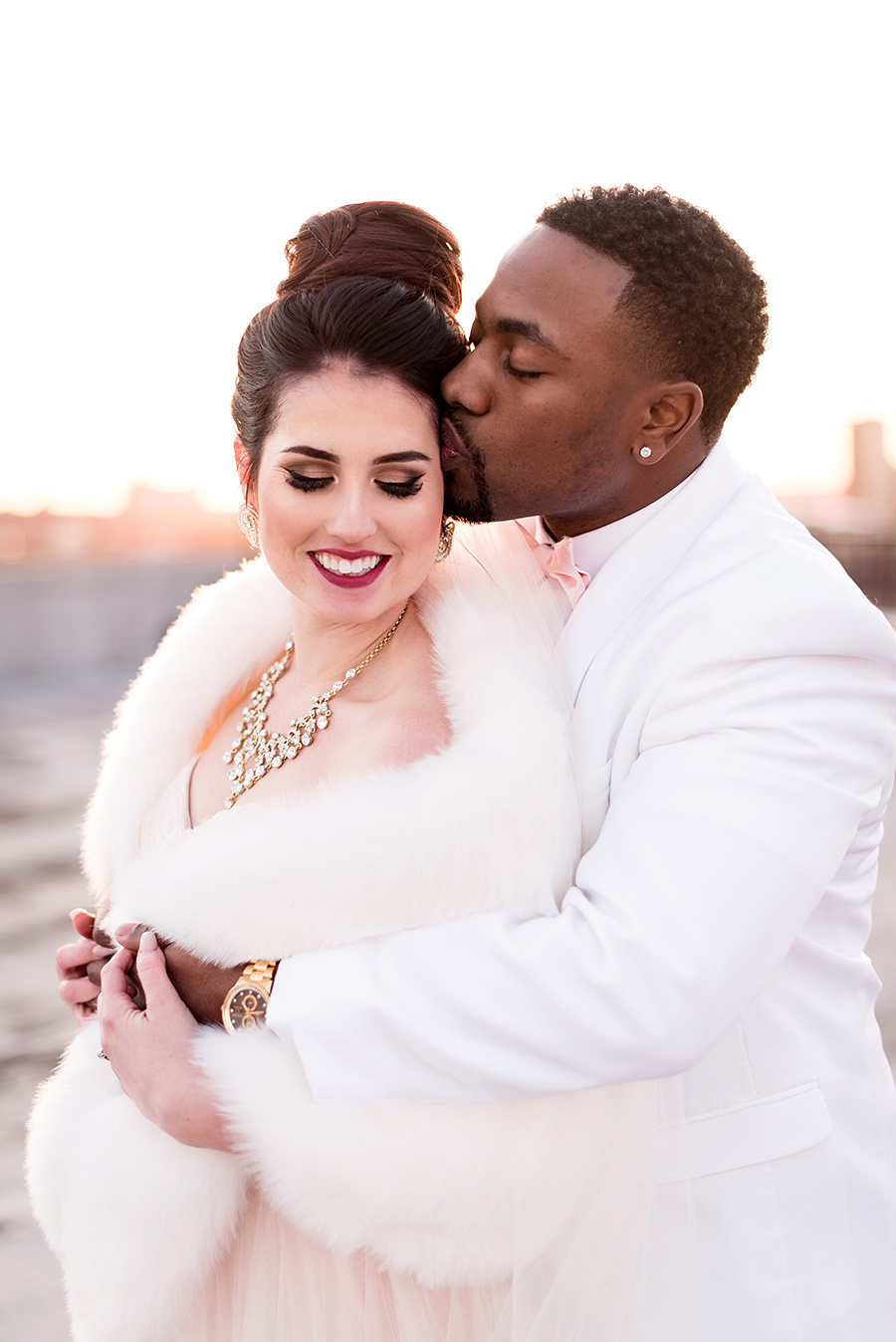 Bride & Groom Portraits on NEO Rooftop at Sunset by Ashley Fisher Photography