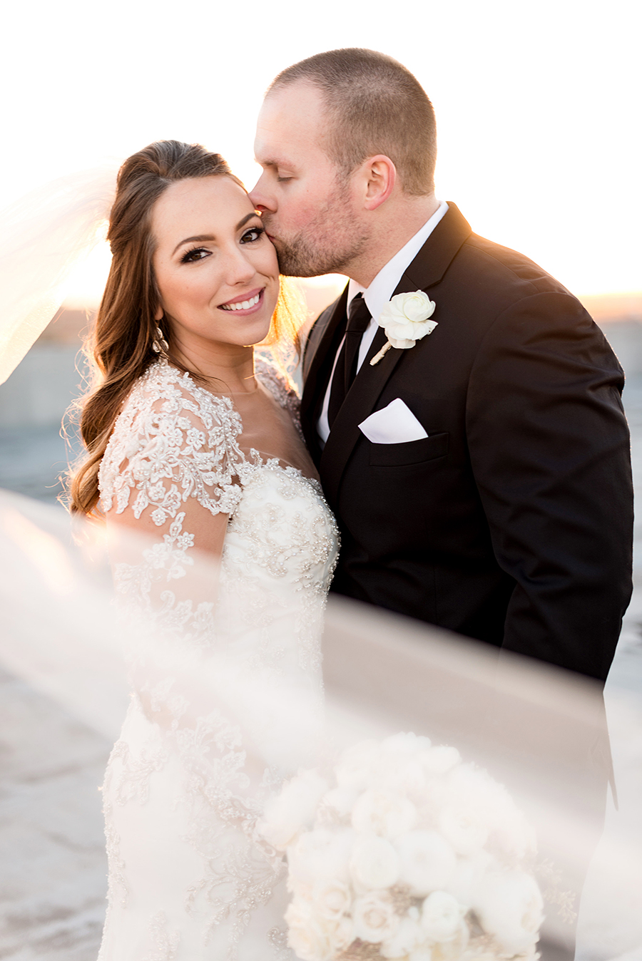 bride and groom portraits on neo rooftop by ashley fisher photography