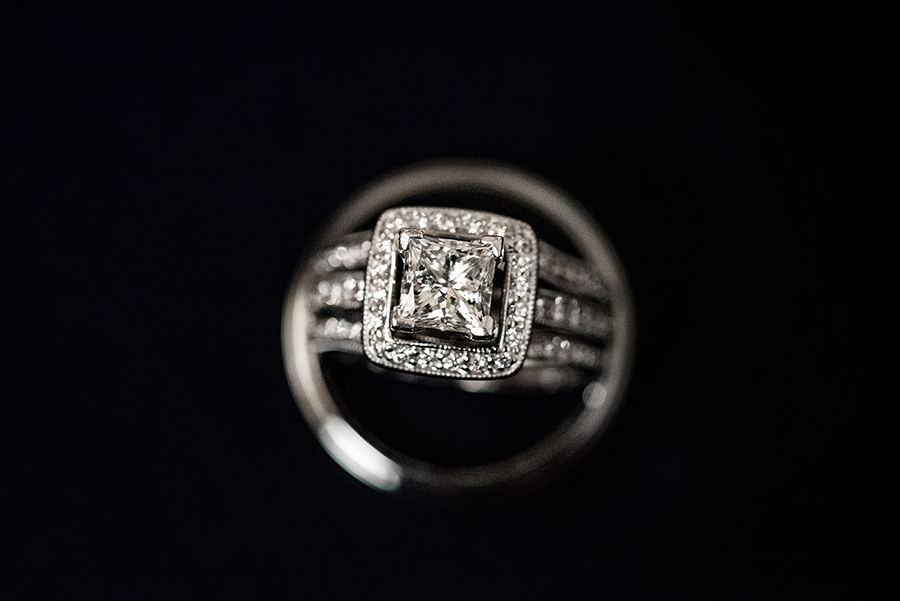 photo of wedding rings for a winter wedding at graham chapel by ashley fisher photography