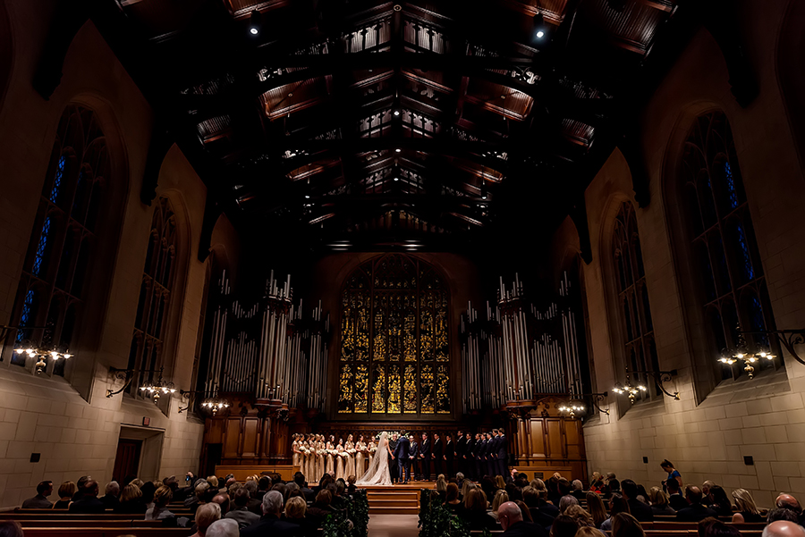 winter wedding ceremony at graham chapel by ashley fisher photography