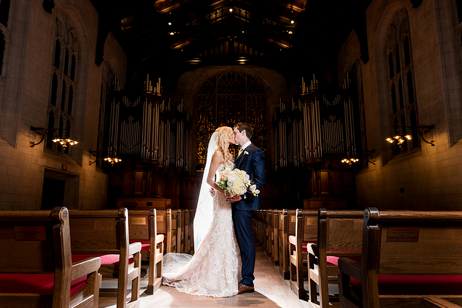 bride and groom winter wedding at graham chapel by ashley fisher photography