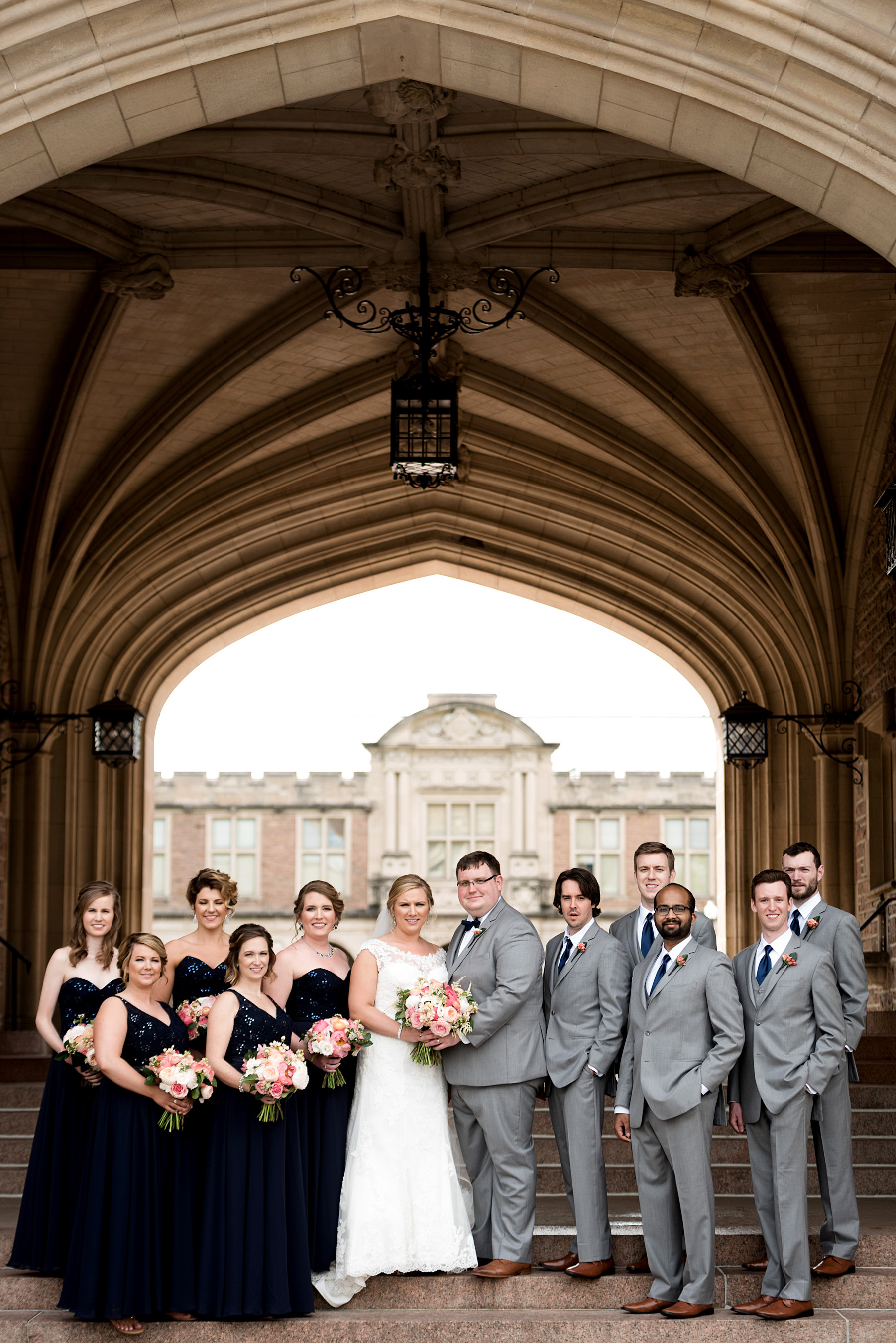 photo of wedding party at washington university by ashley fisher photography