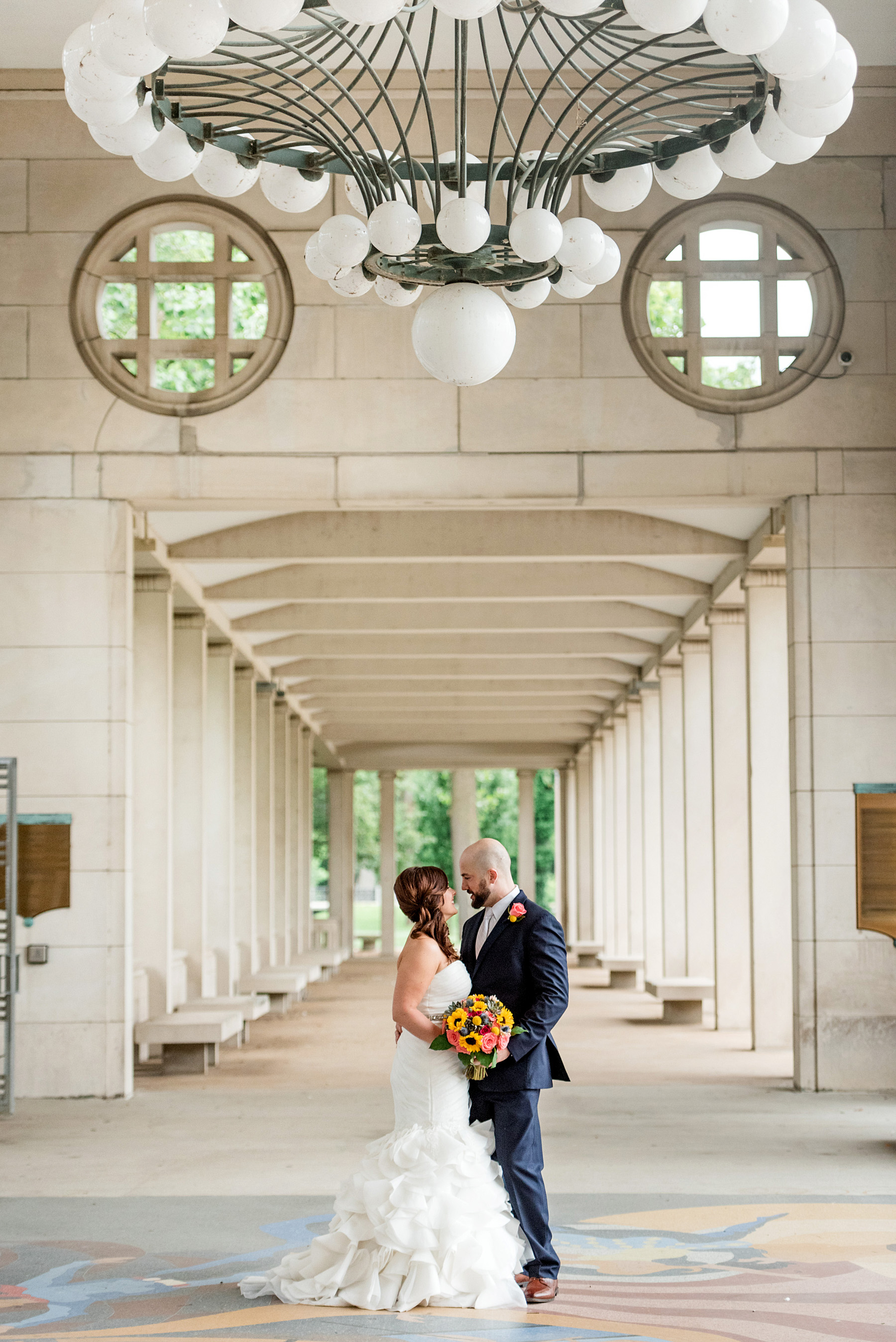 photo of bride and groom at the muny by ashley fisher photography