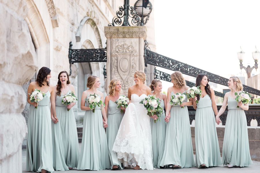 photo of bridesmaids at union station by ashley fisher photography