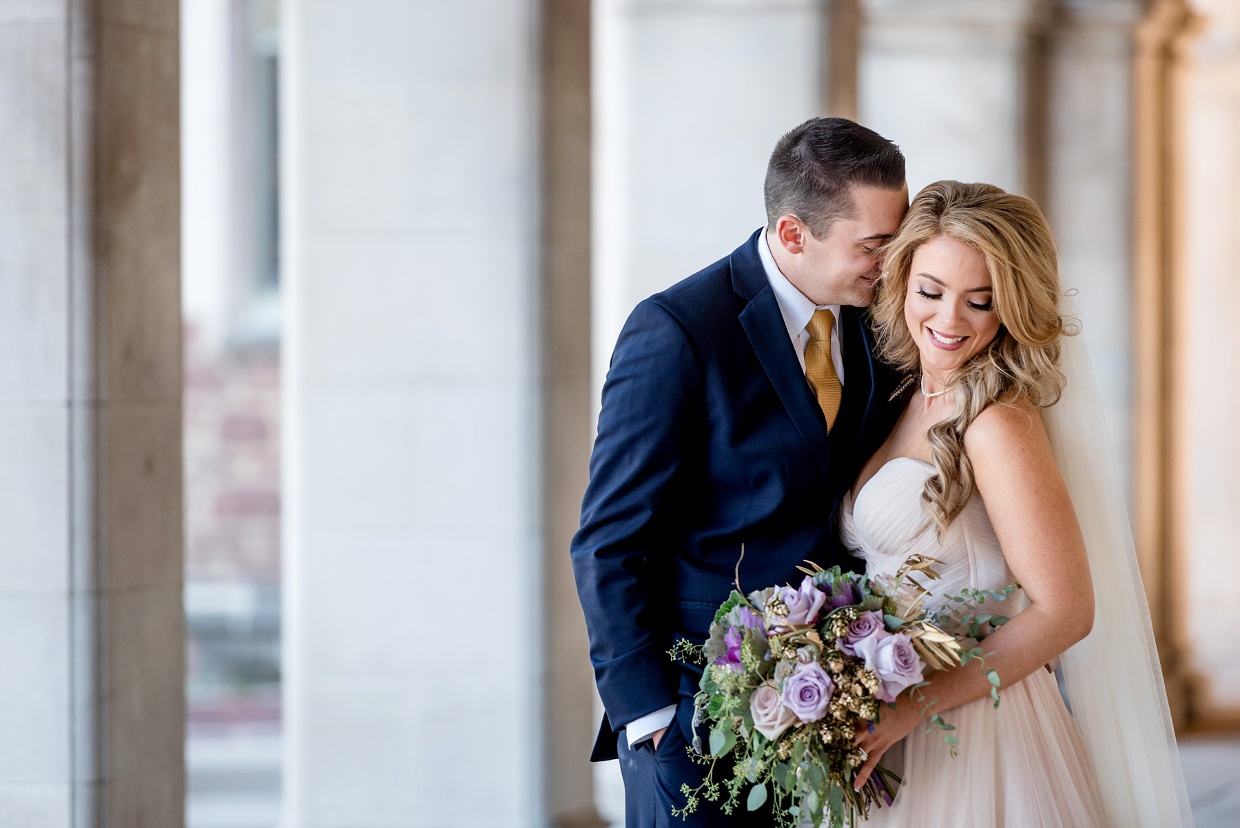 bride and groom at washington university by ashley fisher photography