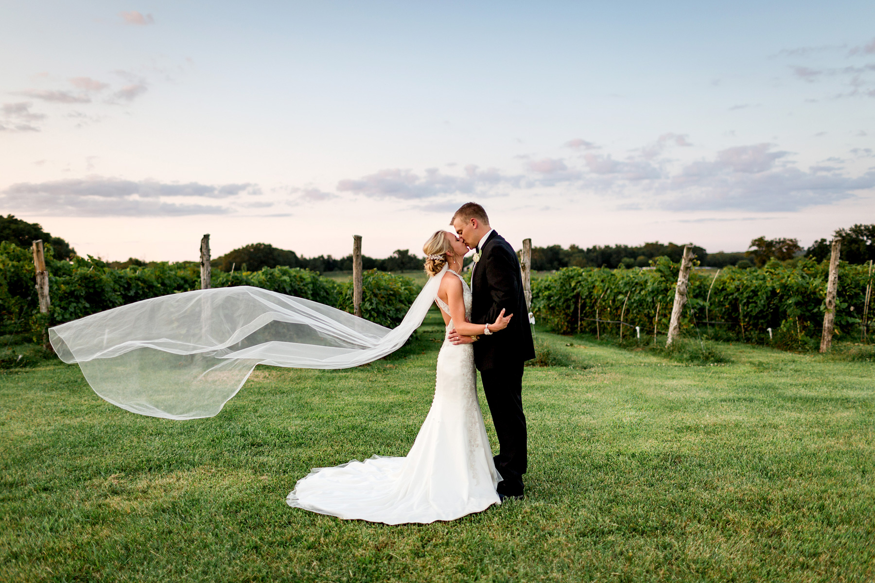 photo of bride and groom at white mule winery by ashley fisher photography