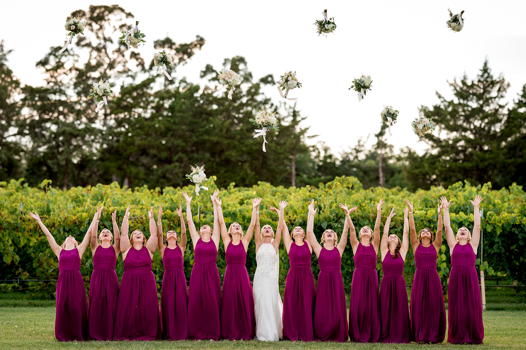 photo of wedding party at white mule winery by ashley fisher photography