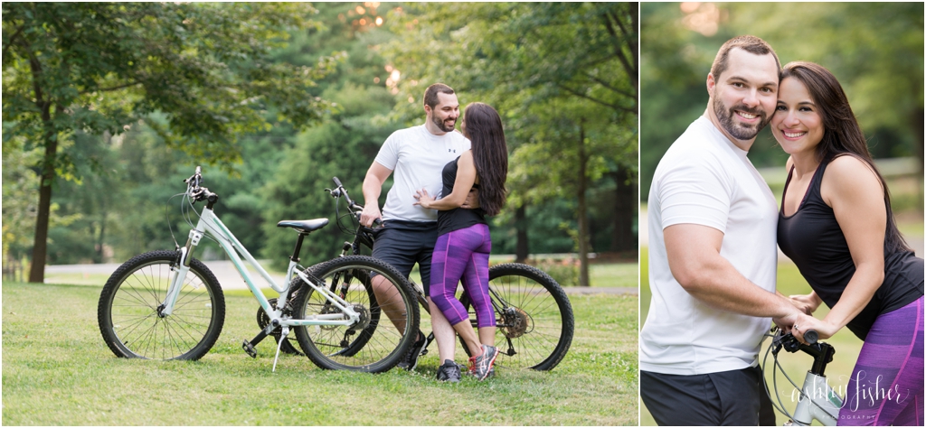 photo of lululemon pants and bicycles for engagement pics