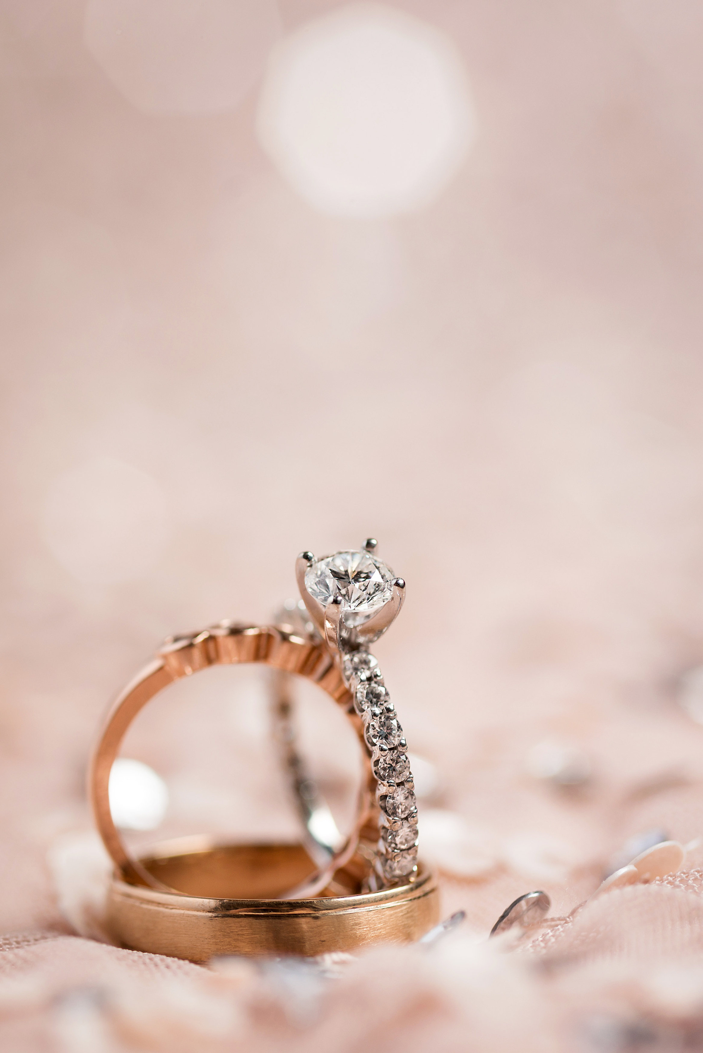 rose gold solitaire engagement ring with pave band by ashley fisher photography