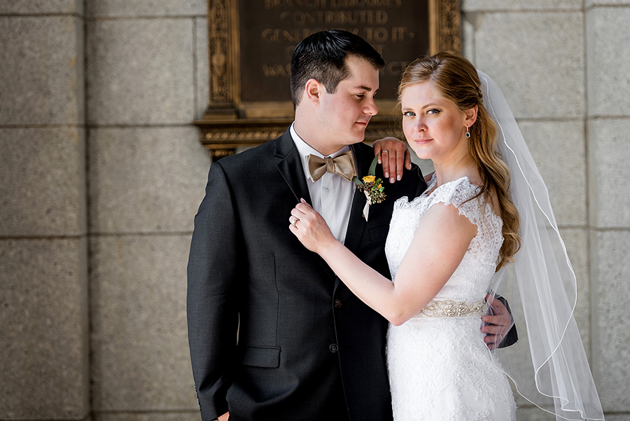 photo of couple at central library by ashley fisher photography