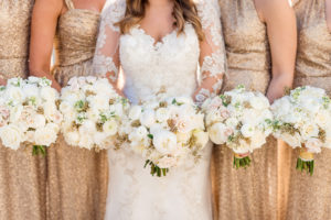 bridal party portraits at central library with tina barerra florist by ashley fisher photography