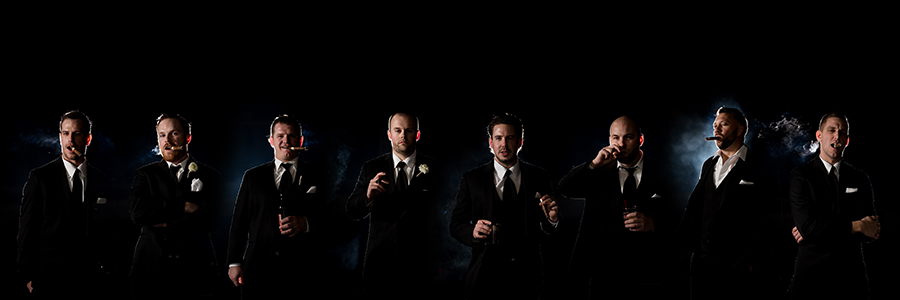 amazing cigar photo of groomsmen at NEO by ashley fisher photography
