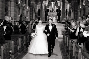 photo of the couple after wedding at the cathedral basilica by ashley fisher photography