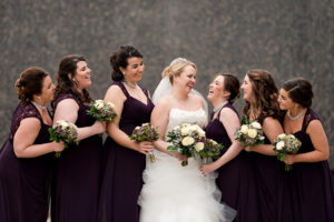photo of the bridesmaids at the art museum by ashley fisher photography