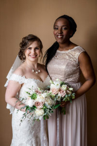 photo of bridesmaids with bouquets by bloomin' buckets by ashley fisher photography