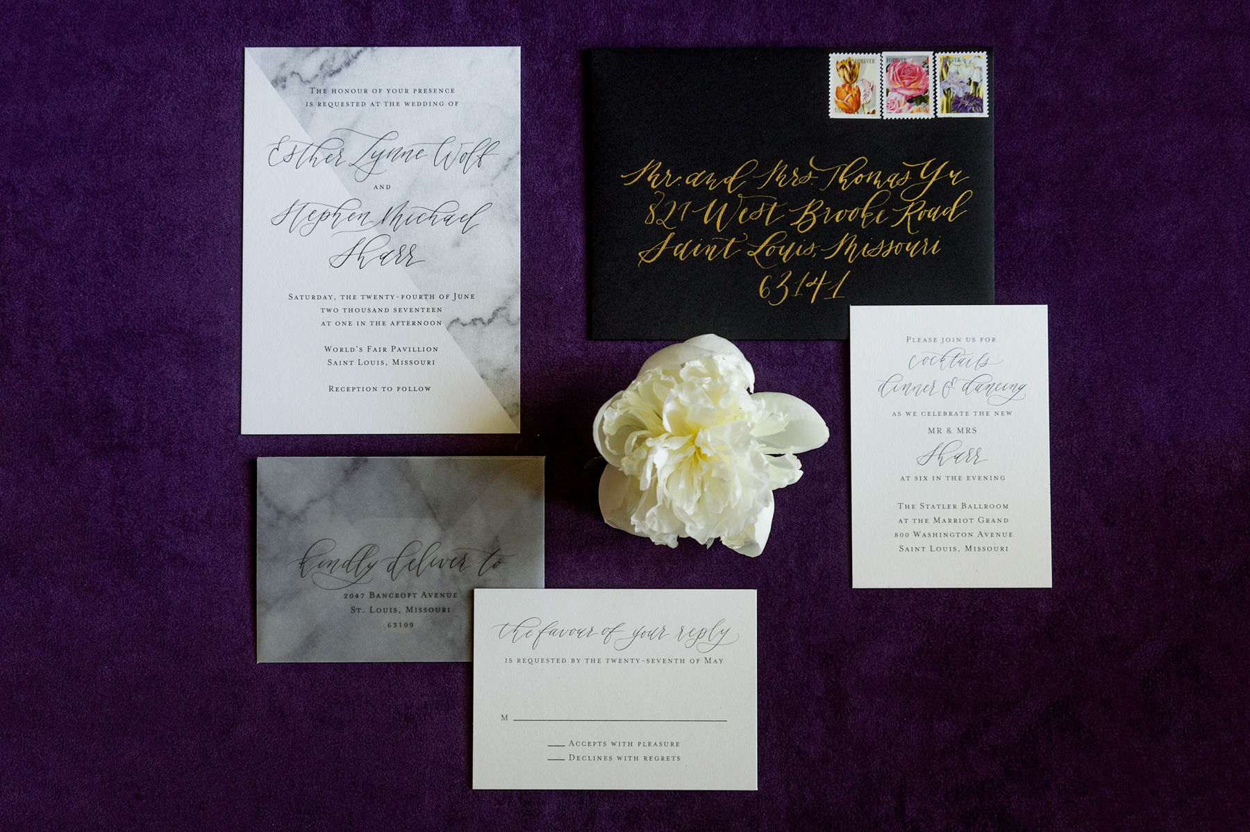 photo of marble invitation suite by ashley fisher photography
